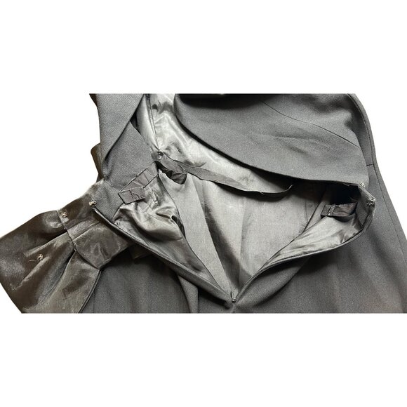 VINTAGE A.J. BARI BlK Wiggle Dress Detachable Oversized Bow‎ Sz 12 Made in Korea - Picture 6 of 10